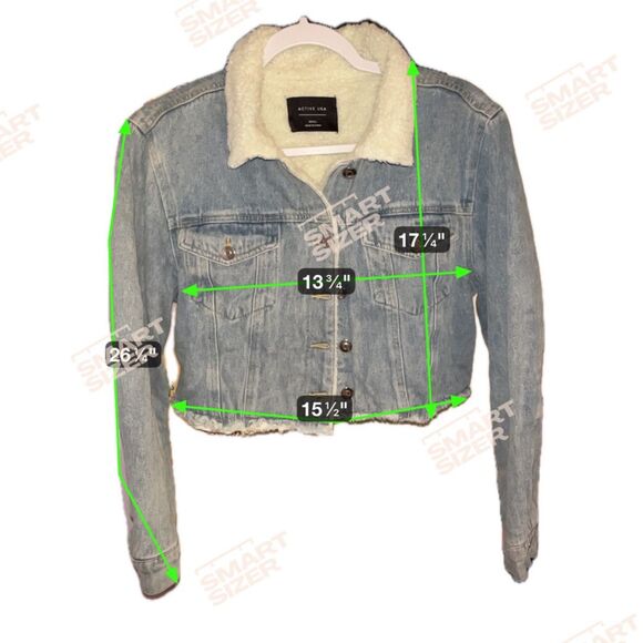 Size Small Sherpa Lined Cropped Denim Lightwash Jacket - Picture 5 of 5